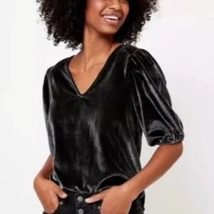 LOFT VELVET PUFF SLEEVE PULLOVER TOP NEW WITH TAG